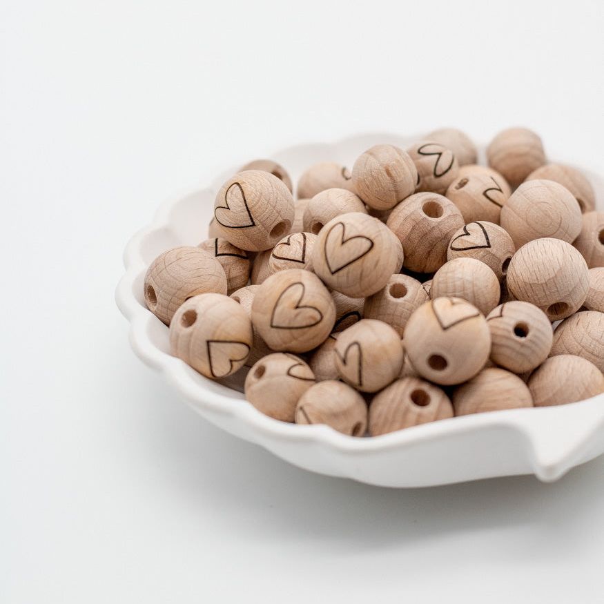 Holzperle handgemachte Gravur "Herz" 12mm/15mm - Bastelbedarf -> Holz > Holzperlen -> Motive von mahina