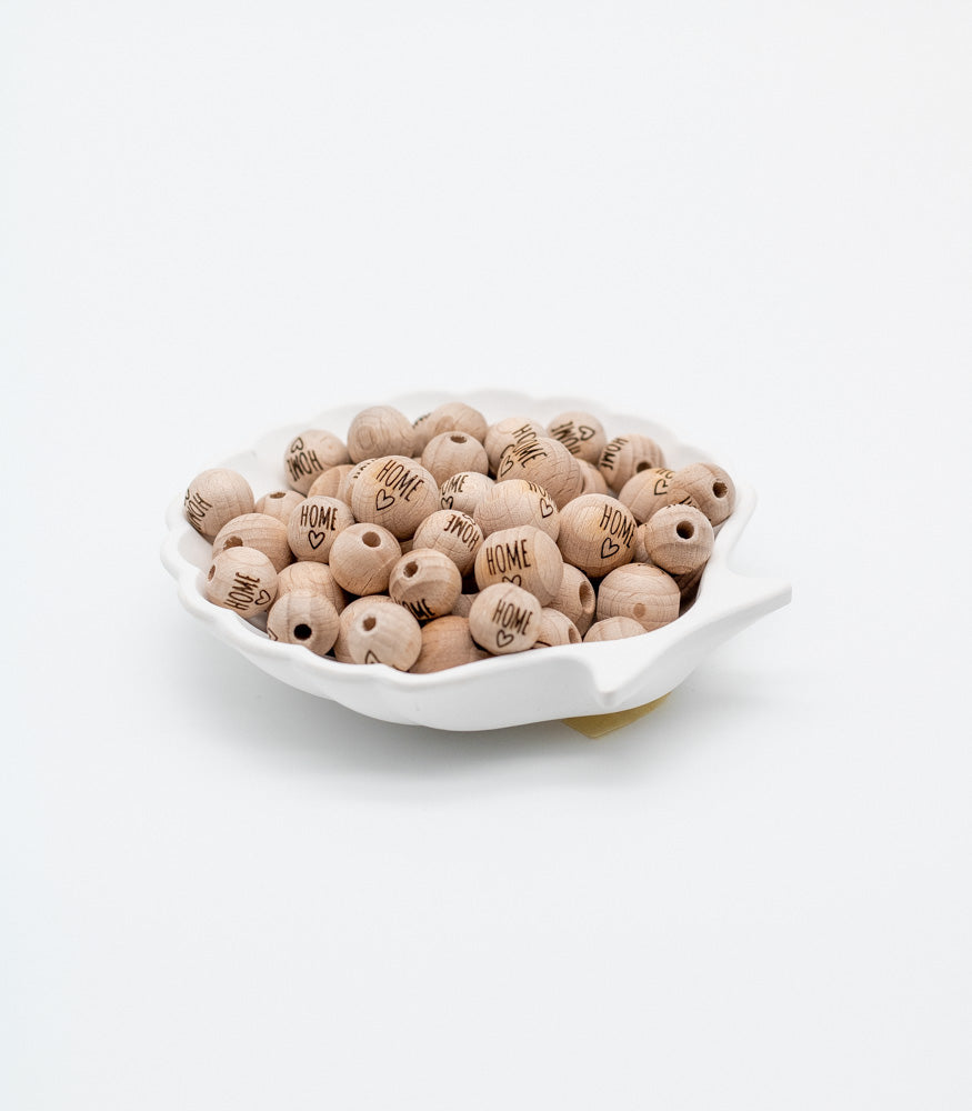 Holzperle handgemachter Gravur "Home" 12mm/15mm - Bastelbedarf -> Holz > Holzperlen -> Motive von mahina