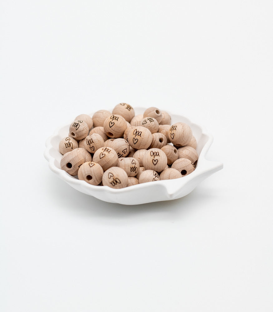 Holzperle handgemachter Gravur "Opa" 12mm/15mm - Bastelbedarf -> Holz > Holzperlen -> Motive von mahina