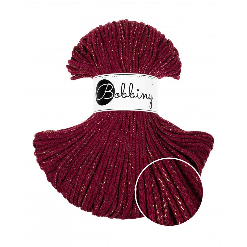 Bobbiny JUNIOR Flechtkordel 3mm geflochten Golden Wine Red 100m - Garne > Baumwollgarne > Bobbiny > Geflochten > 3mm von mahina