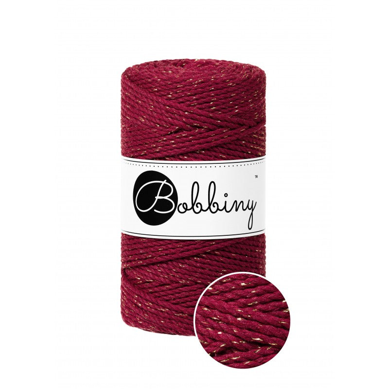 Bobbiny Makramee Garn 3mm 3ply Golden Wine Red 100m - mahina
