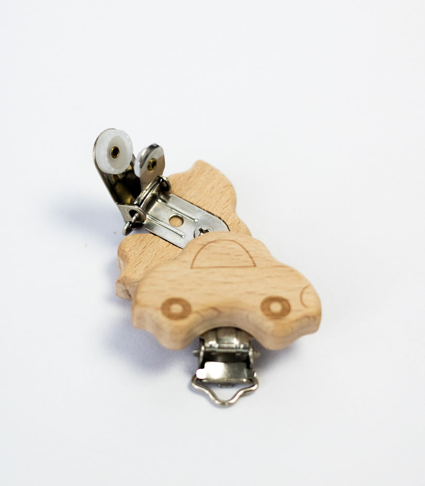 Schnullerclip "Auto" aus Buchenholz - Bastelbedarf -> Holz > Schnullerclips von mahina