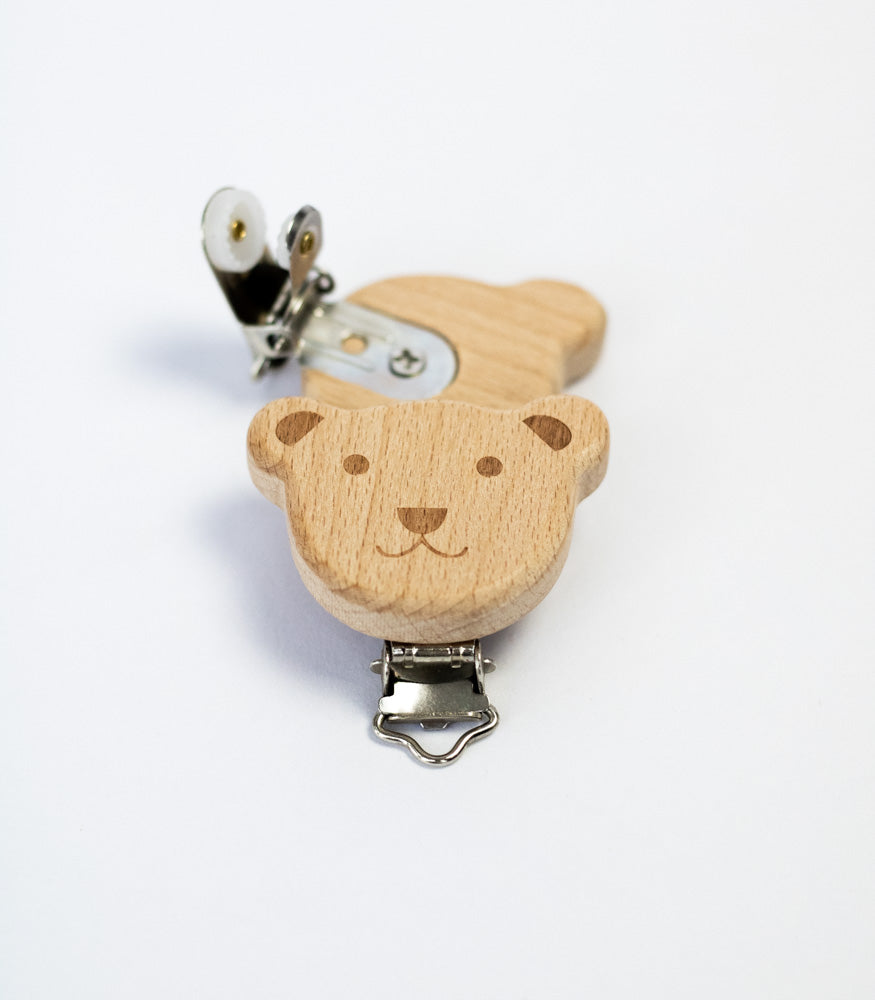 Schnullerclip "Bär" aus Buchenholz - Bastelbedarf -> Holz > Schnullerclips von mahina