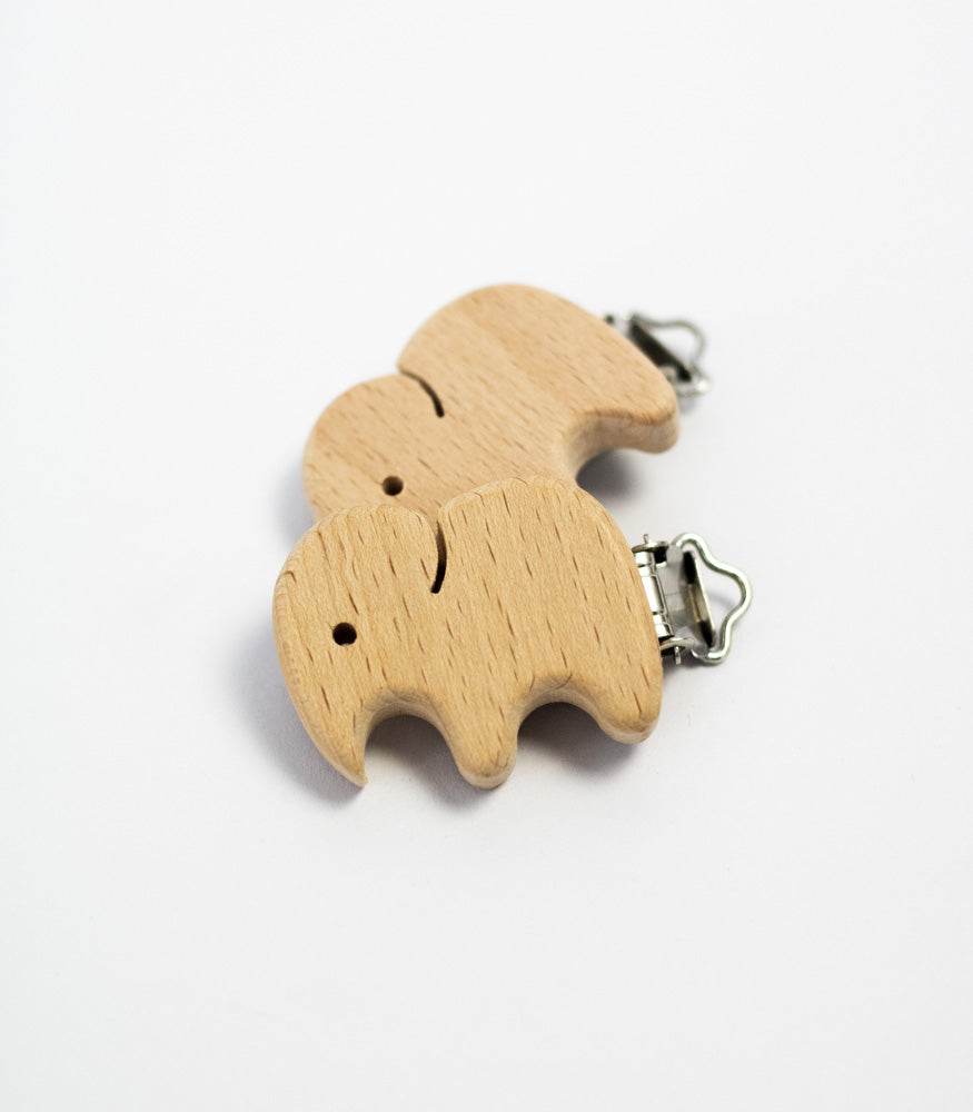 Schnullerclip "Elefant" aus Buchenholz - Bastelbedarf -> Holz > Schnullerclips von mahina