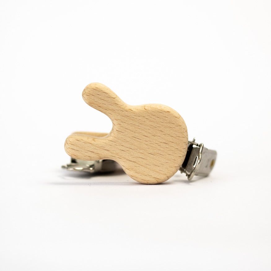 Schnullerclip "Hase" aus Buchenholz - Bastelbedarf -> Holz > Schnullerclips von mahina