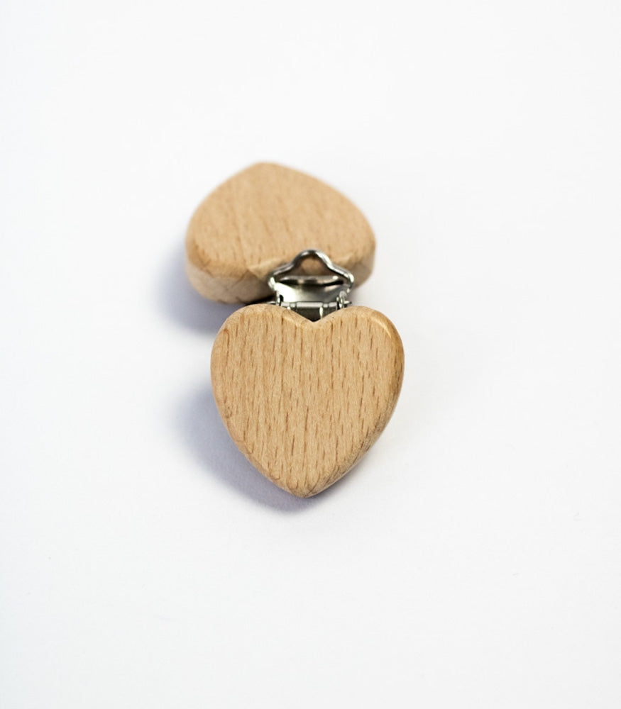 Schnullerclip "Herz" aus Buchenholz - Bastelbedarf -> Holz > Schnullerclips von mahina