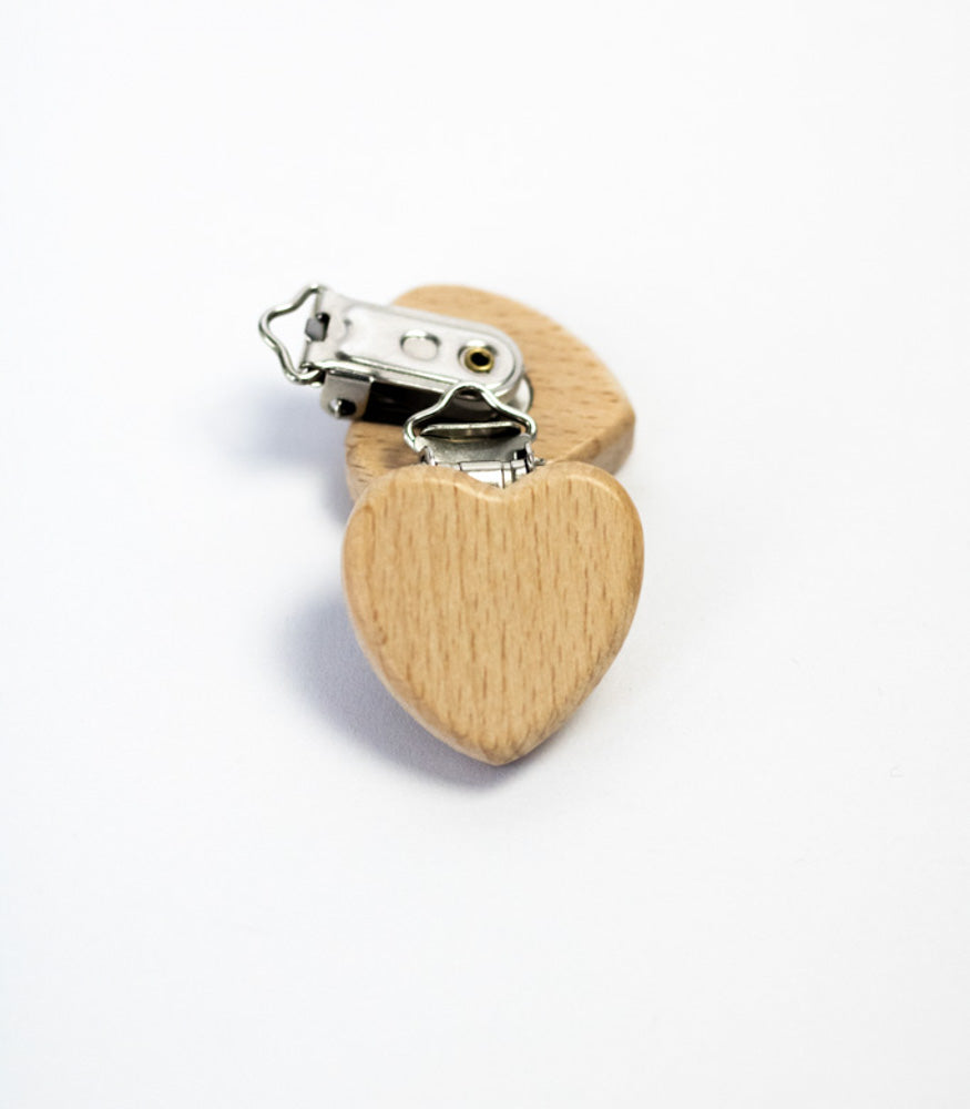 Schnullerclip "Herz" aus Buchenholz - Bastelbedarf -> Holz > Schnullerclips von mahina