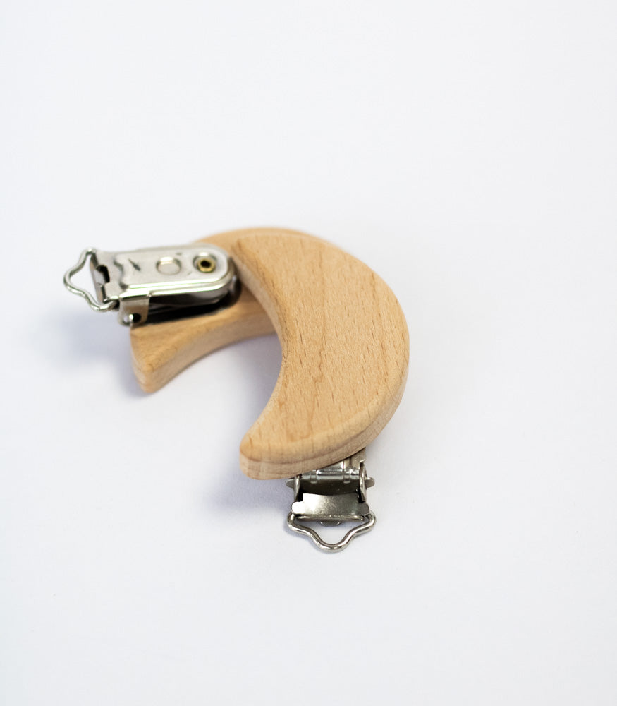 Schnullerclip "Mond" aus Buchenholz - Bastelbedarf -> Holz > Schnullerclips von mahina