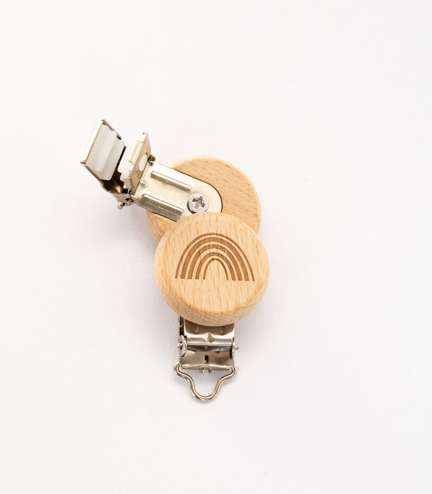 Schnullerclip "Regenbogen Motiv" aus Buchenholz - Schnullerclips & -ketten von mahina