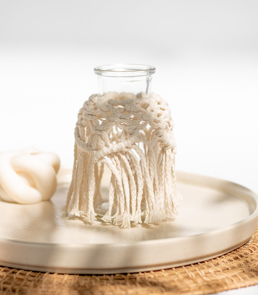 Handgemachte Makramee Vase/Windlicht in klein - Interior > Dekoration > Makramee von mahina