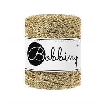 Bobbiny Makramee Garn 3mm 3ply Metallic Gold 50m - Garne > Baumwollgarne > Bobbiny > 3ply > 3mm von mahina