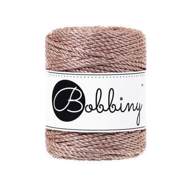 Bobbiny Makramee Garn 3mm 3ply Metallic Rose Gold 50m - Garne > Baumwollgarne > Bobbiny > 3ply > 3mm von mahina