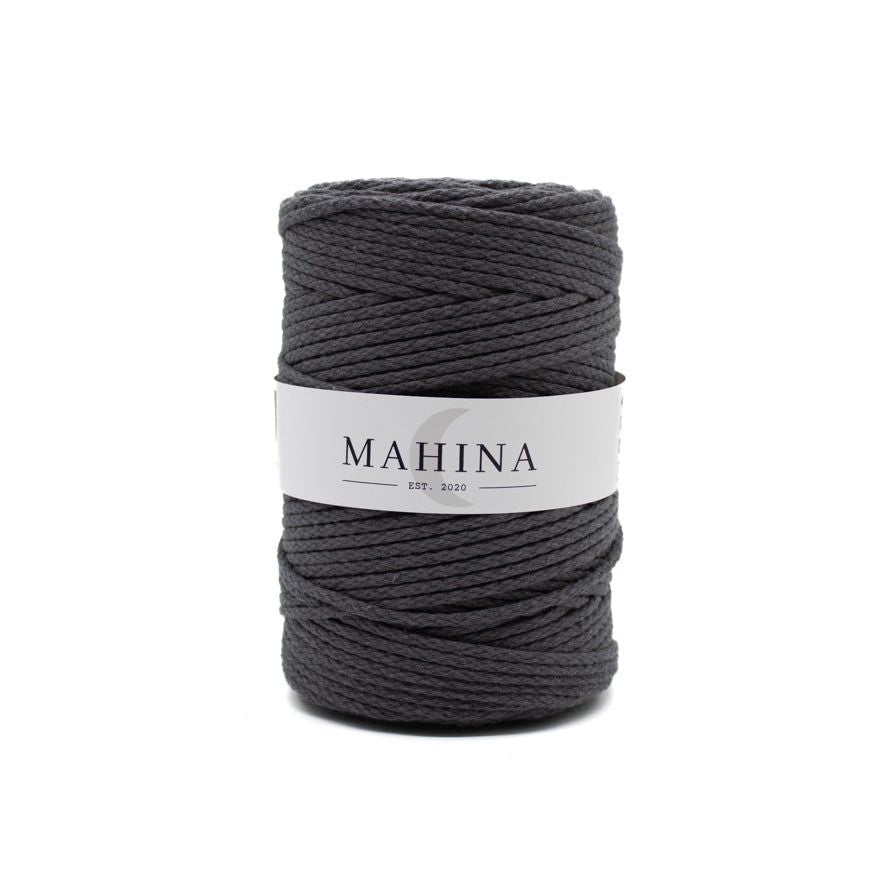 MAHINA Garn 4mm geflochten Anthrazit 200m - Garne > Baumwollgarne > Pferdeseile > Geflochten > 4mm > 200m von mahina