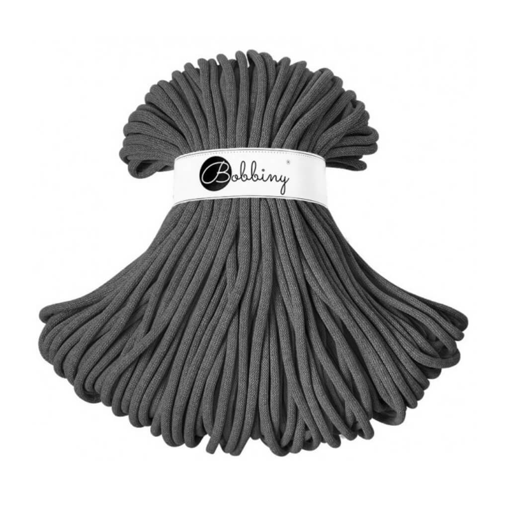 Bobbiny JUMBO Flechtkordel 9mm geflochten Charcoal 100m - Garne > Baumwollgarne > Bobbiny > Geflochten > 9mm von mahina