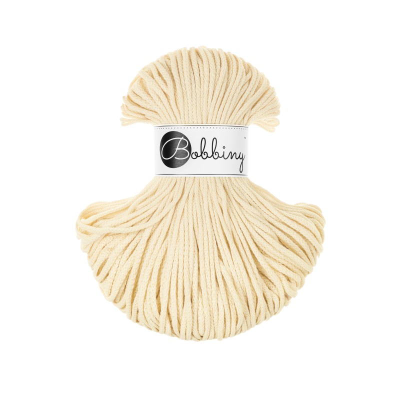 Bobbiny JUNIOR Flechtkordel 3mm geflochten Butter Yellow 100m - Garne > Baumwollgarne > Bobbiny > Geflochten > 3mm von mahina