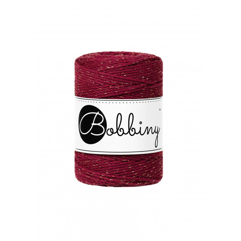 Bobbiny Makramee Garn 1,5mm 3ply Golden Wine Red 100m - Garne > Baumwollgarne > Bobbiny > 3ply > 1,5mm von mahina
