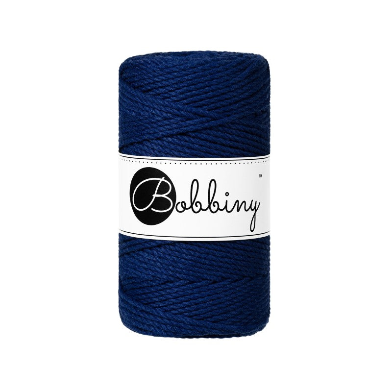 Bobbiny Makramee Garn 3mm 3ply Ink Blue 100m - Garne > Baumwollgarne > Bobbiny > 3ply > 3mm von mahina