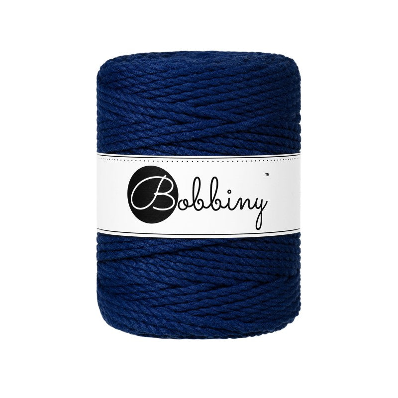 Bobbiny Makramee Garn 5mm 3ply Ink Blue 100m - Garne > Baumwollgarne > Bobbiny > 3ply > 5mm von mahina