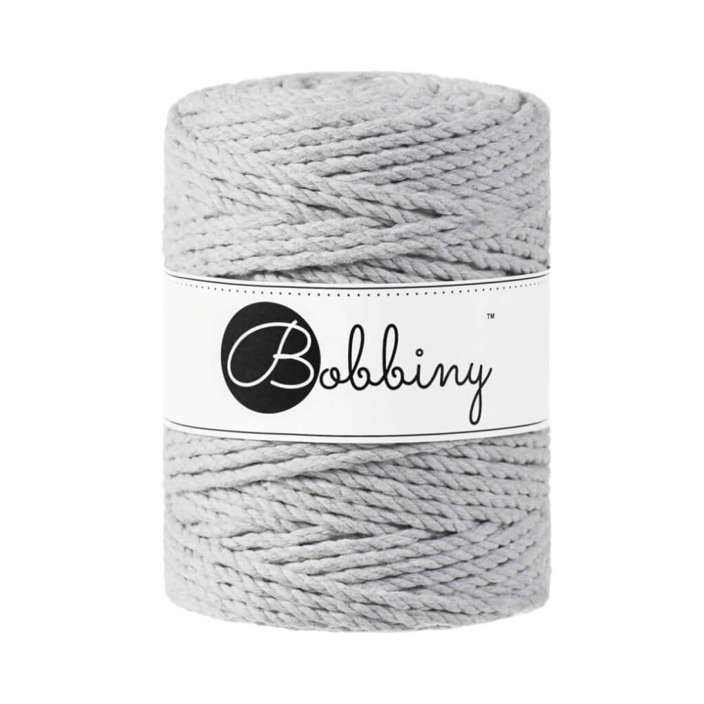 Bobbiny Makramee Garn 5mm 3ply Light Grey 100m - mahina