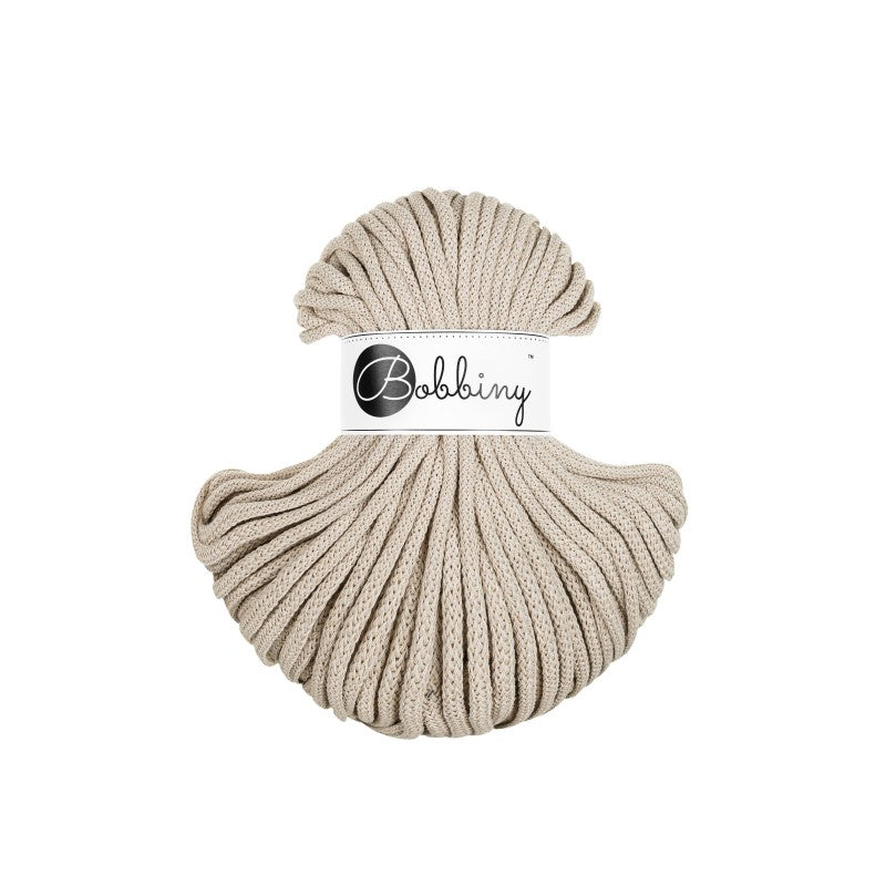 Bobbiny PREMIUM Flechtkordel 5mm geflochten Beige 50m - Garne > Baumwollgarne > Bobbiny > Geflochten > 5mm von mahina
