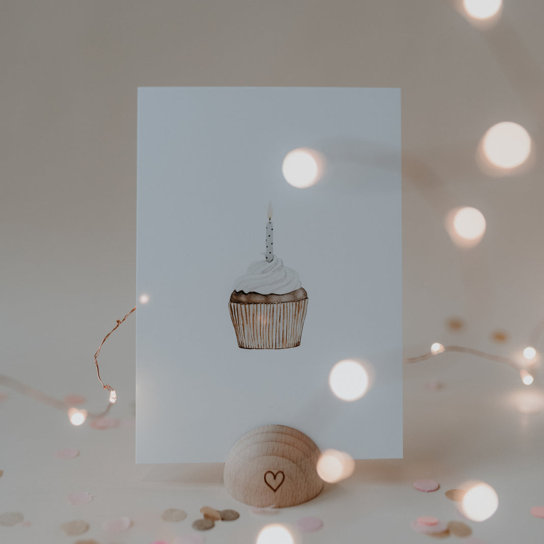 Eulenschnitt Aquarellkarte "Cupcake" - Postkarten von mahina