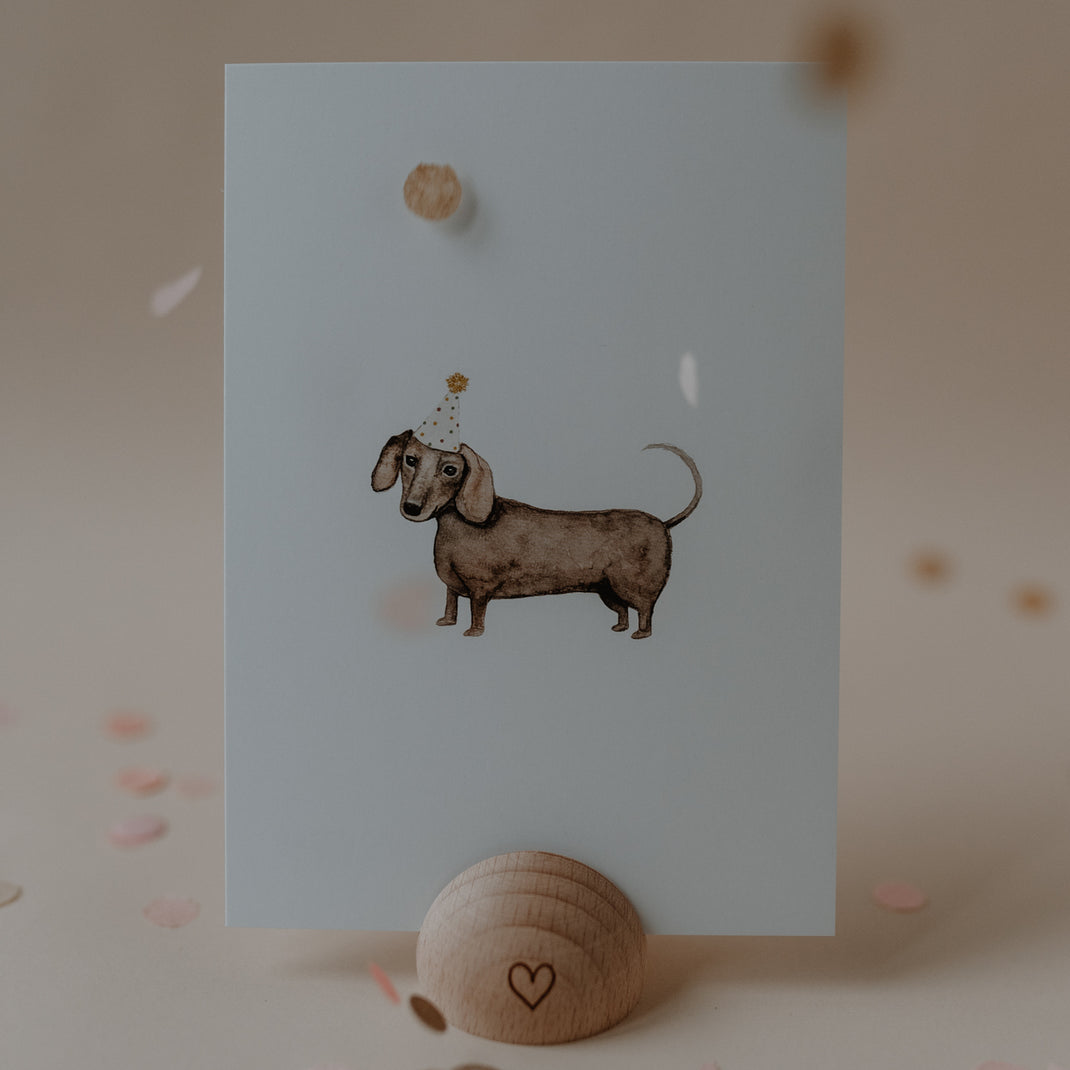 Eulenschnitt Aquarellkarte "Dachshund" - Postkarten von mahina