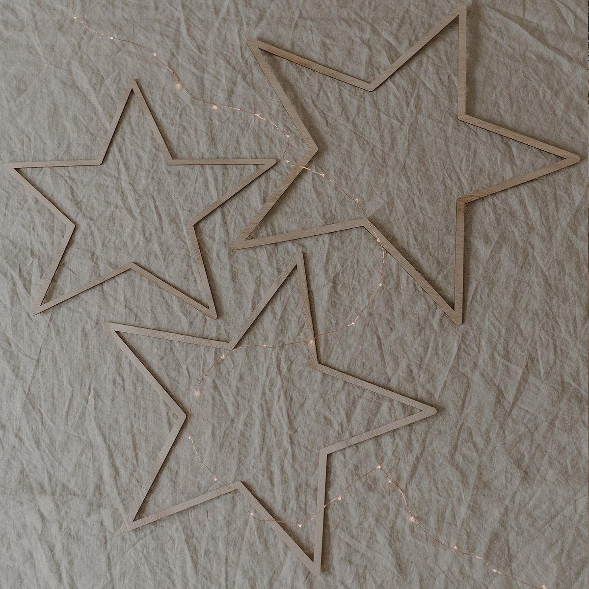 Eulenschnitt Holzkranz Stern Natur, 3er Set - Bastelbedarf -> Holz > Holzkränze von mahina