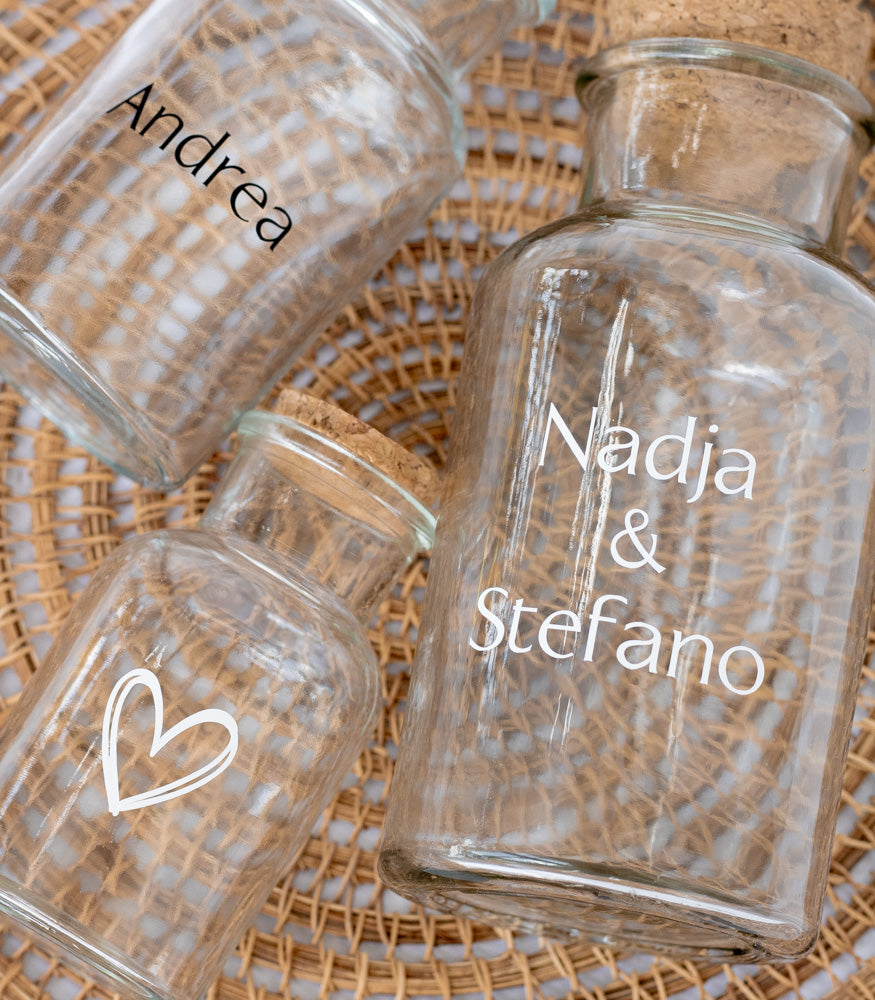 Personalisierbares Korkenglas 125ml - Bastelbedarf -> Glas -> Korkengläser von mahina