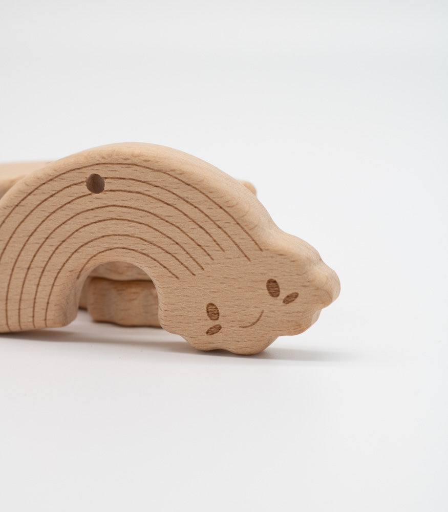 Holzanhänger "Lächelnder Regenbogen" aus Buchenholz - Bastelbedarf -> Holz > Beißringe von mahina