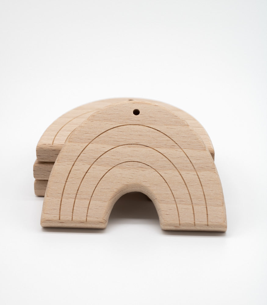 Holzanhänger "Regenbogen" aus Buchenholz - Bastelbedarf -> Holz > Beißringe von mahina