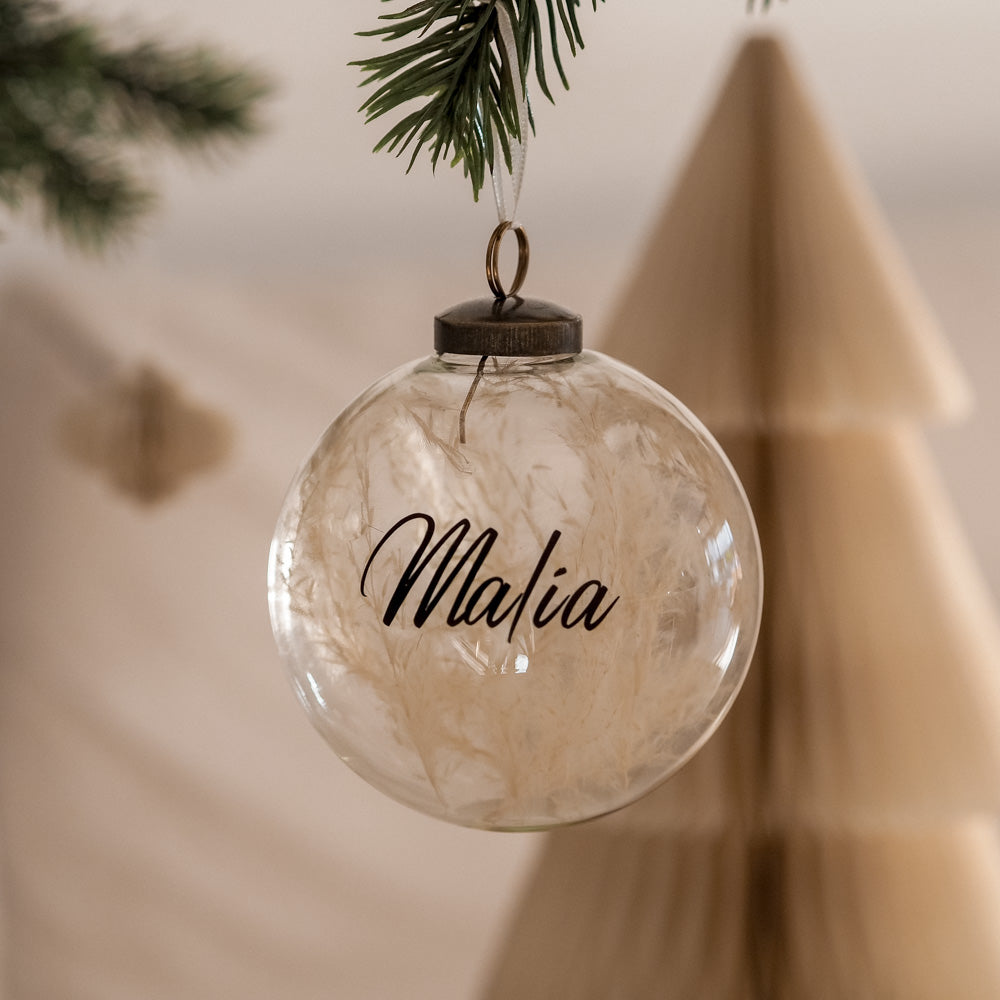 Weihnachtskugel/Christbaumkugel personalisiert aus Glas - Interior -> MAHINA Handmade -> Trockenblumen von mahina