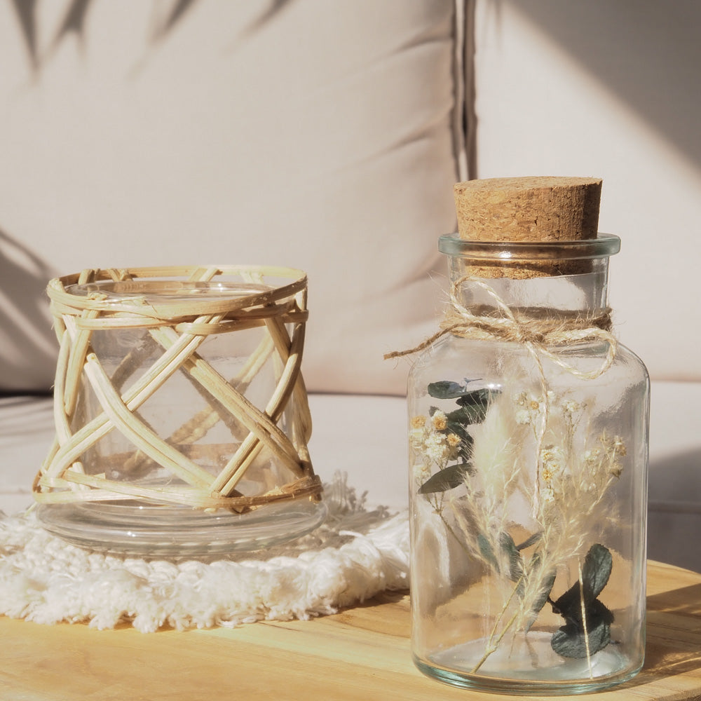 Personalisierbares Korkenglas mit Trockenblumen "Soft Green" 3 Größen - Interior -> MAHINA Handmade -> Trockenblumen von mahina