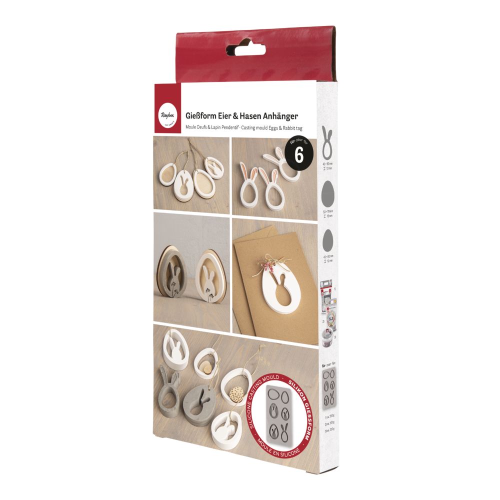 Silikon Gießform Eier + Hasen Anhänger - Bastelbedarf -> Gießen von mahina