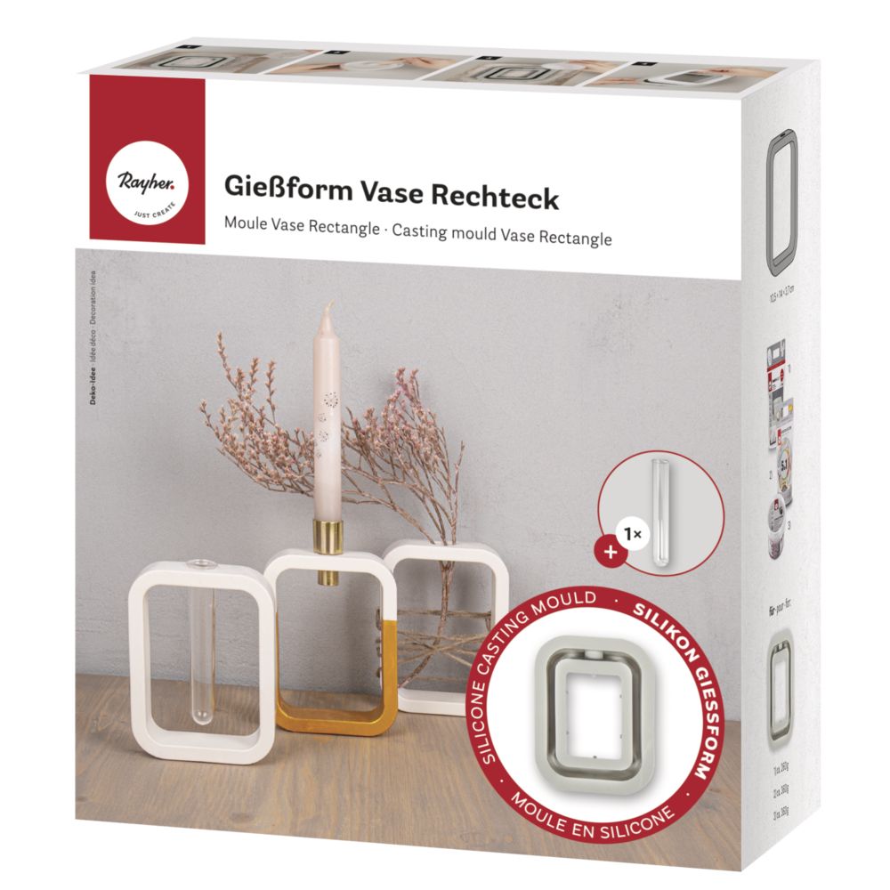 Silikon Gießform Vase Rechteck 10,5x3,7x14cm, inkl. 1 Reagenzglas - Bastelbedarf -> Gießen von mahina