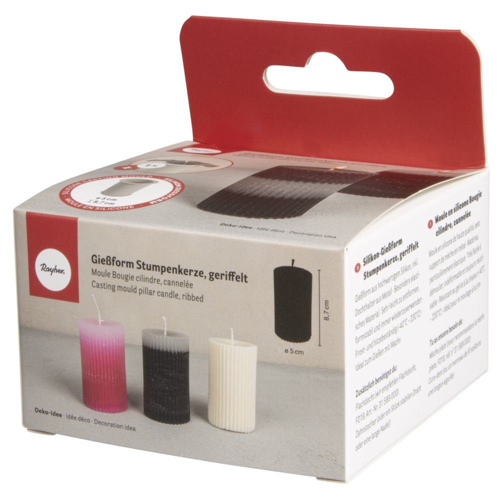 Silikon Gießform Vase Stumpenkerze geriffelt 5x8,7cm - Bastelbedarf -> Gießen von mahina