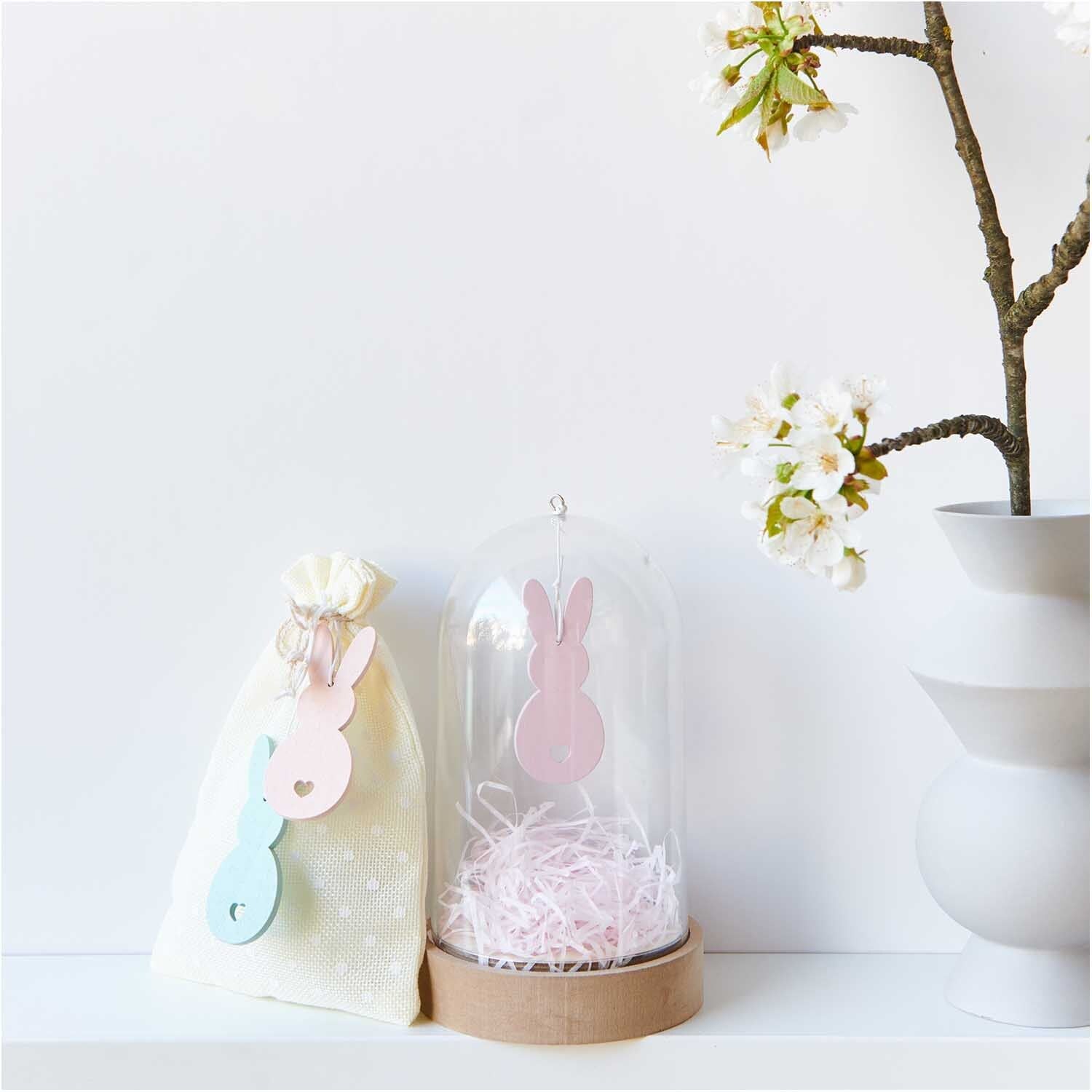 Holzhänger Hase 2 Stück Mint - Bastelbedarf -> Geschenkverpackungen von mahina