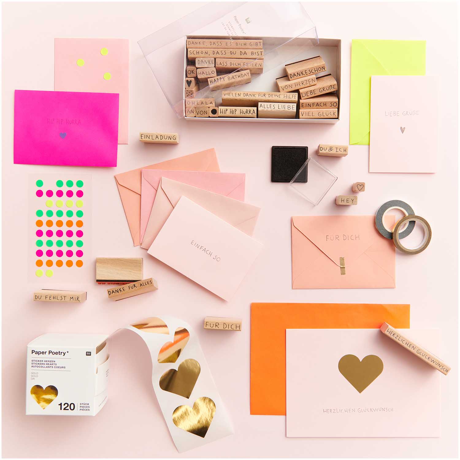 Paper Poetry Stempelset "Texte Deutsch" 31teilig, FSC 100% - mahina