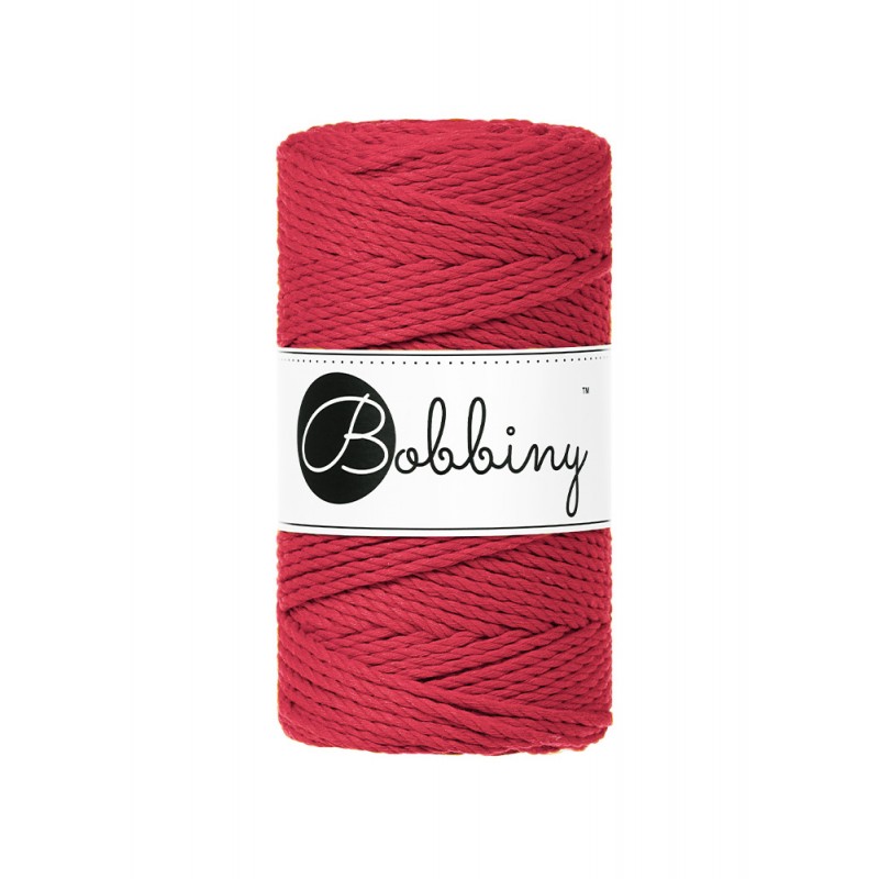 Bobbiny Makramee Garn 3mm 3ply Classic Red 100m - mahina