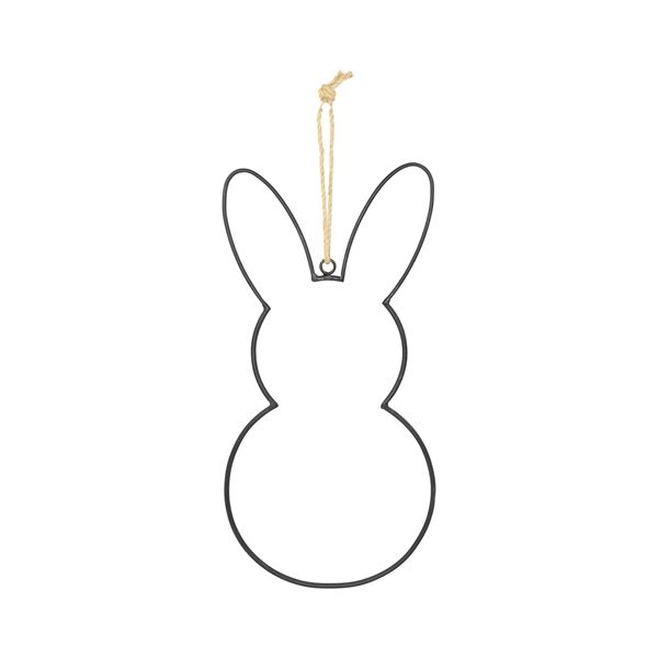 Metall Hase hängend in schwarz, 10x35cm - mahina
