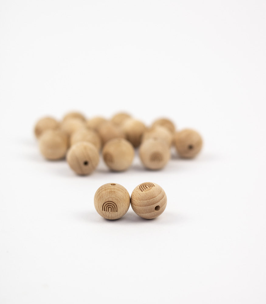 Runde Holzperle "Regenbogen" aus Buchenholz 18mm - mahina