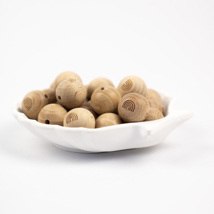 Runde Holzperle "Regenbogen" aus Buchenholz 18mm - mahina