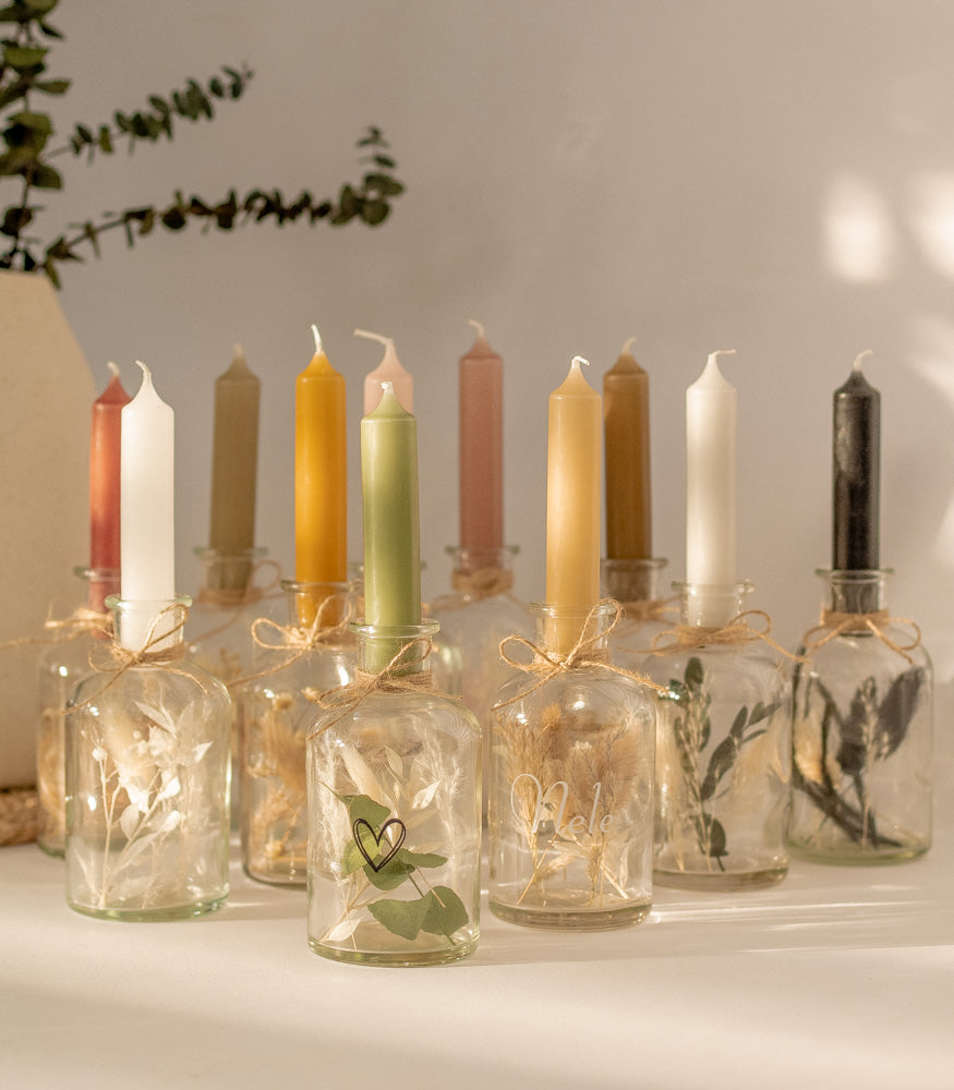 Personalisierbarer Kerzenständer mit Trockenblumen - Interior -> MAHINA Handmade -> Trockenblumen von mahina