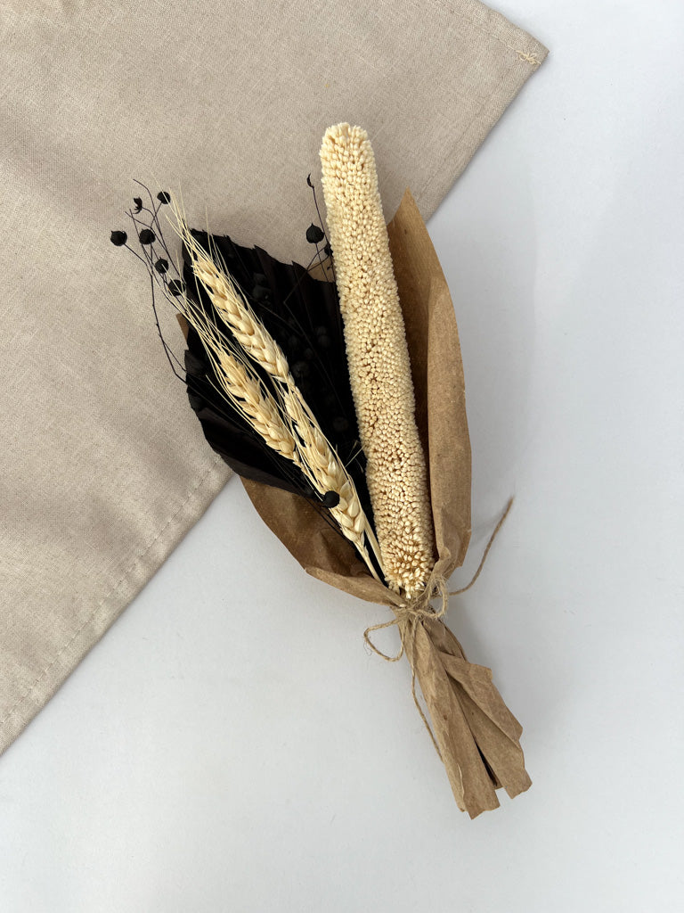 Mini Strauß "PALM LEAF" in schwarz/weiß - SALE - mahina