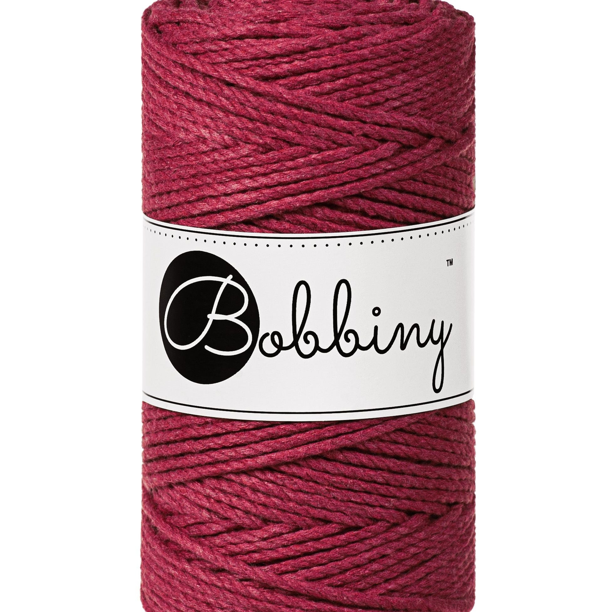 Bobbiny Makramee Garn 3mm 3ply Wine Red 100m - mahina