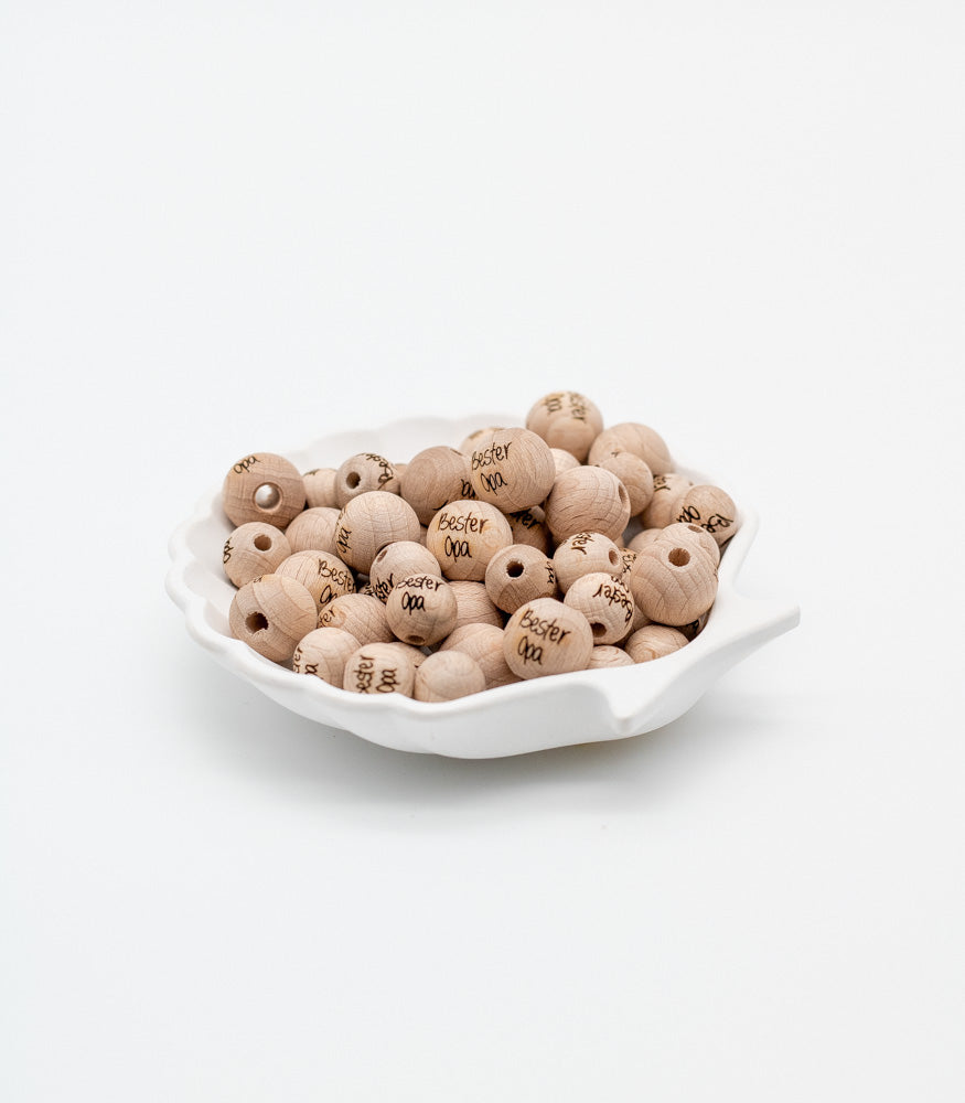 Holzperle handgemachte Gravur "Bester Opa" 12mm/15mm - Bastelbedarf -> Holz > Holzperlen -> Motive von mahina