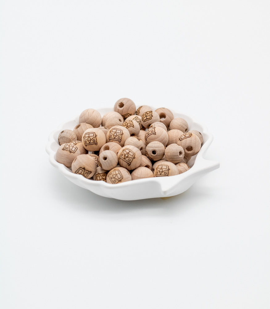 Holzperle handgemachte Gravur "Bulli" 12mm/15mm - Bastelbedarf -> Holz > Holzperlen -> Motive von mahina