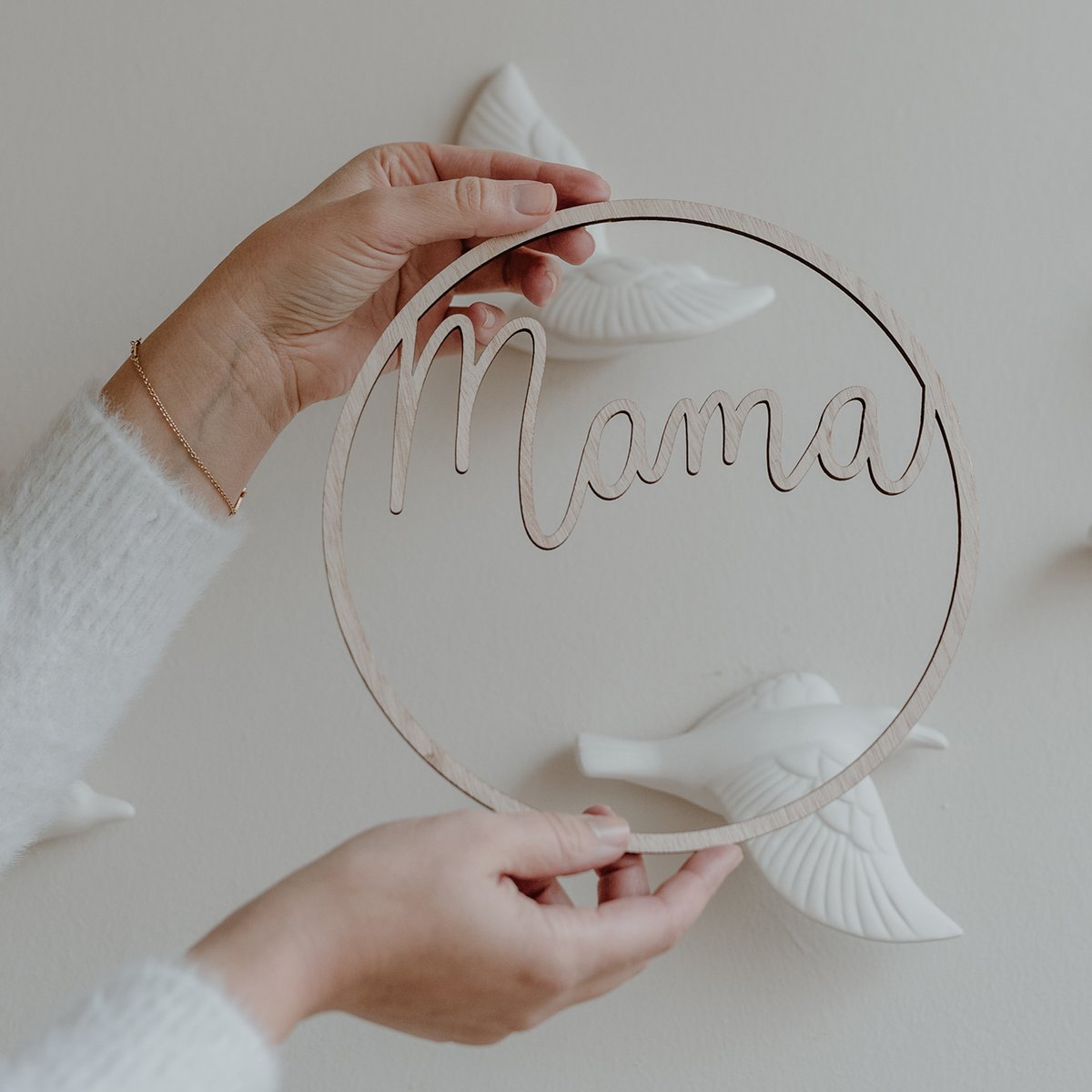 Eulenschnitt Holzkranz "Mama" ø 21cm - mahina