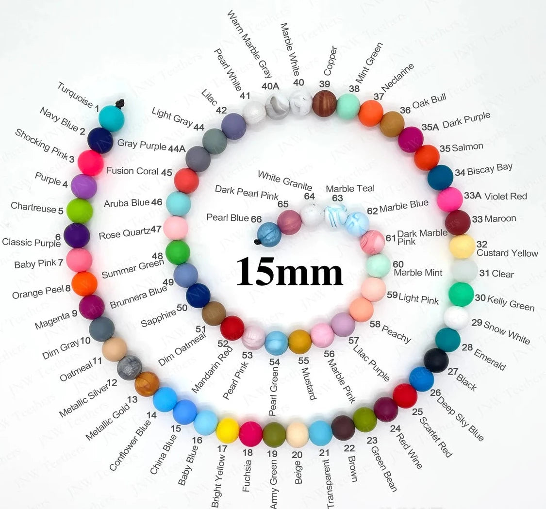 Runde Silikonperle 15mm Farbe 1 - 66 - Bastelbedarf -> Silikon -> Silikonperlen -> Rund von mahina