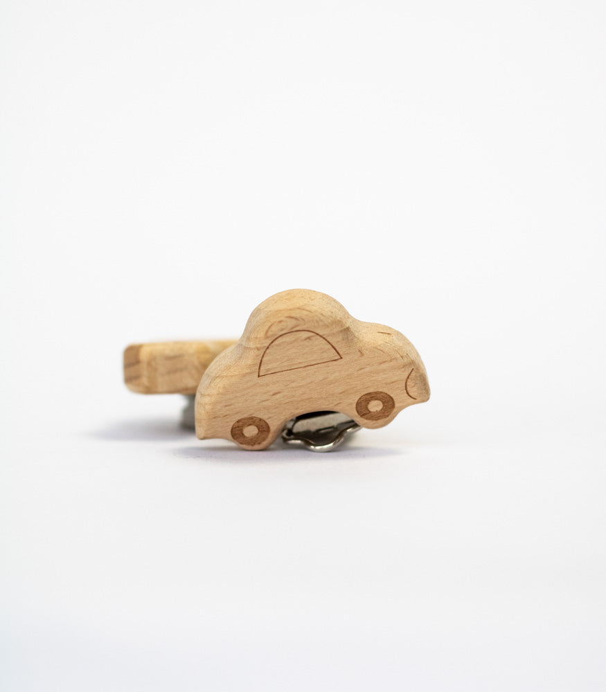 Schnullerclip "Auto" aus Buchenholz - Bastelbedarf -> Holz > Schnullerclips von mahina