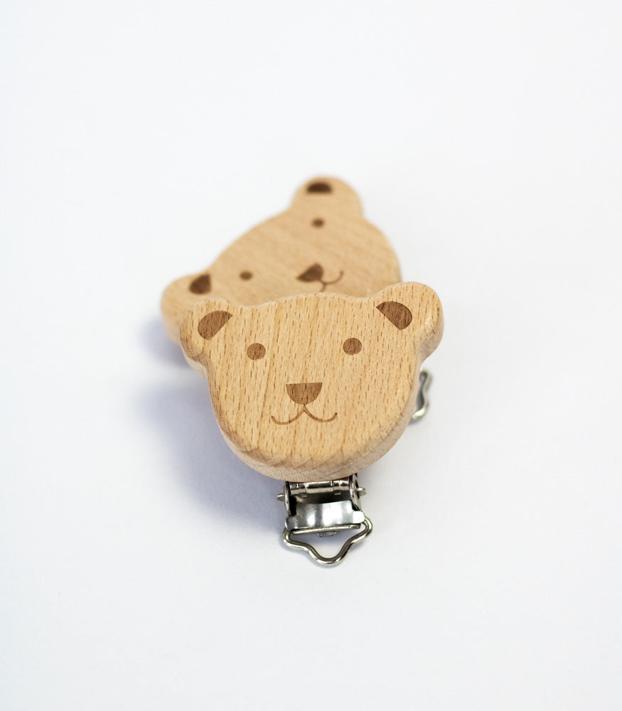 Schnullerclip "Bär" aus Buchenholz - Bastelbedarf -> Holz > Schnullerclips von mahina
